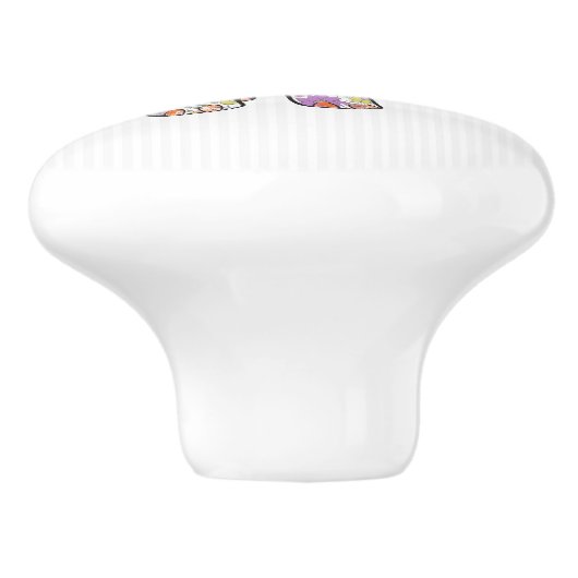 Floral Baby Elephant Keramische Knop (Zijkant)