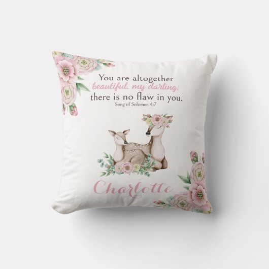 Floral Baby en Moeder Deer Bijbel Verse Nursery Kussen (Voorkant)