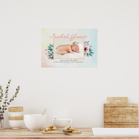 Floral Baby Foto Lijst met Bijbelversie Poster (Keuken)
