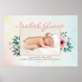 Floral Baby Foto Lijst met Bijbelversie Poster (Voorkant)