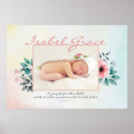 Floral Baby Foto Lijst met Bijbelversie Poster