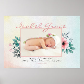 Floral Baby Foto Lijst met Bijbelversie Poster
