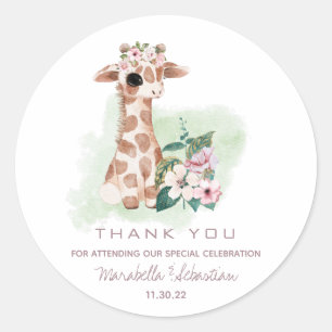 *~* Floral Baby Giraffe DANK JE Oerwoud Sweet Ronde Sticker