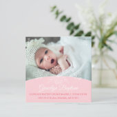 Floral Baby Girl Baptism Invite Kaart (Staand voorkant)