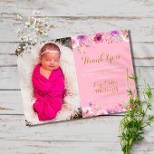 Floral Baby Girl Foto's Dank u roze geboorte Aankondiging