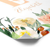 Floral baby girl monogram. Naam serijbloemen Poster (Hoek)