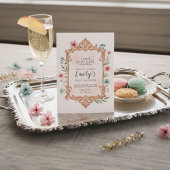 Floral Baby Girl Shower Invitation Frame Kaart