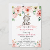 Floral Baby Hippo Princess Baby shower Kaart (Voorkant)