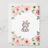 Floral Baby Hippo Princess Baby shower Kaart (Achterkant)