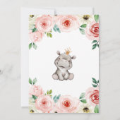 Floral Baby Hippo Princess Birthday Party Kaart (Achterkant)
