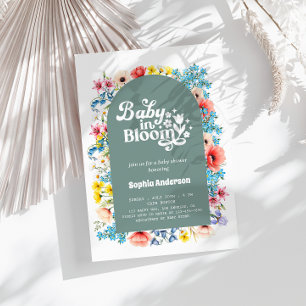 Floral Baby in Bloom Baby shower – Elegant Spring Kaart