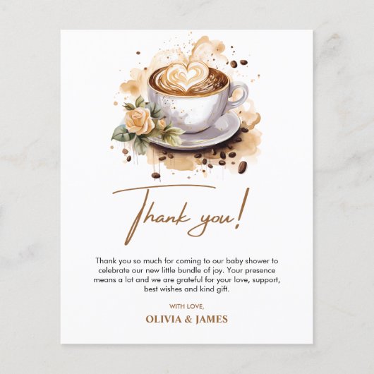 Floral Baby is Brouwen Baby shower Bedankt Card (Voorkant)