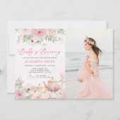 Floral Baby is brouwen Tea Party Baby shower Foto Kaart (Voorkant)