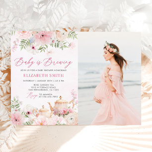 Floral Baby is brouwen Tea Party Baby shower Foto Kaart