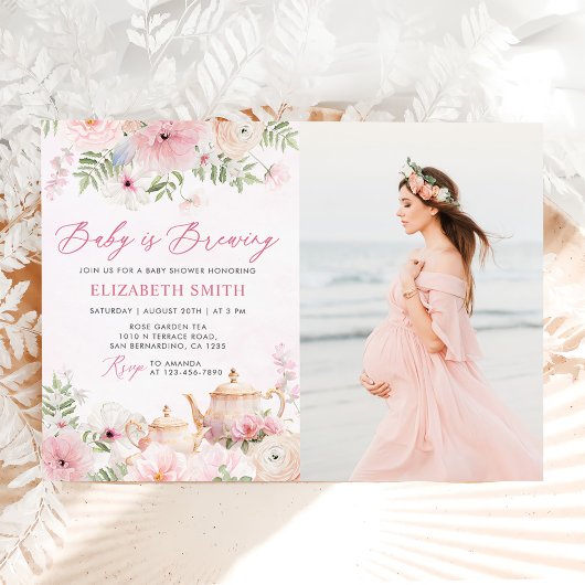 Floral Baby is brouwen Tea Party Baby shower Foto Kaart