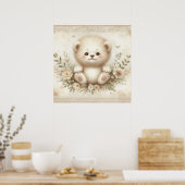 Floral Baby Lion Nursery Poster (Keuken)