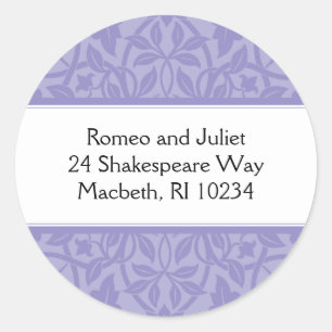 Floral Baby Meisje Adreslabel - Paarse op Paarse Ronde Sticker