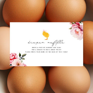 Floral Baby Meisje Chick Luier Raffle Informatiekaartje