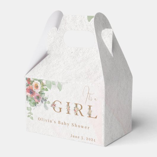 Floral Baby Meisje Douche Bedankdoosjes (Achterkant)