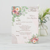 Floral Baby Meisje Douche Menu (Staand voorkant)