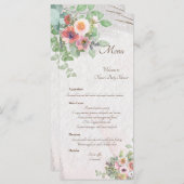 Floral Baby Meisje Douche Menu (Voorkant / Achterkant)