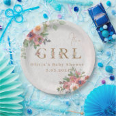 Floral Baby Meisje Douche Papieren Bordje (Feest)