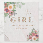 Floral Baby Meisje Douche Wijn Etiket (Enkel label)