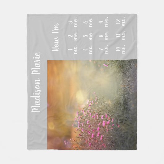 Floral Baby Mijlpalen Grijze vlooienbak Fleece Deken (Voorkant)