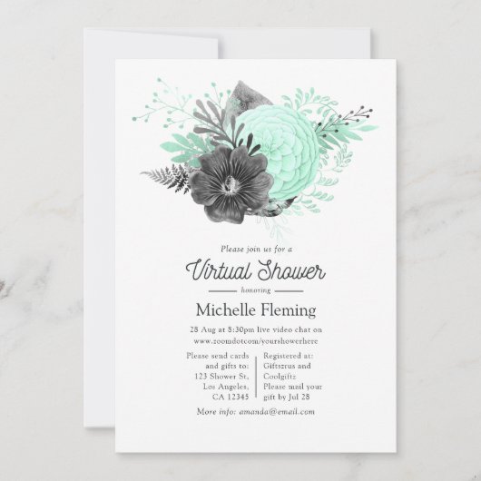  Floral Baby of Bridal Virtual Shower Kaart (Voorkant)