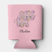 Floral Baby olifant op roze Damask Blikjeskoeler (Achterkant)