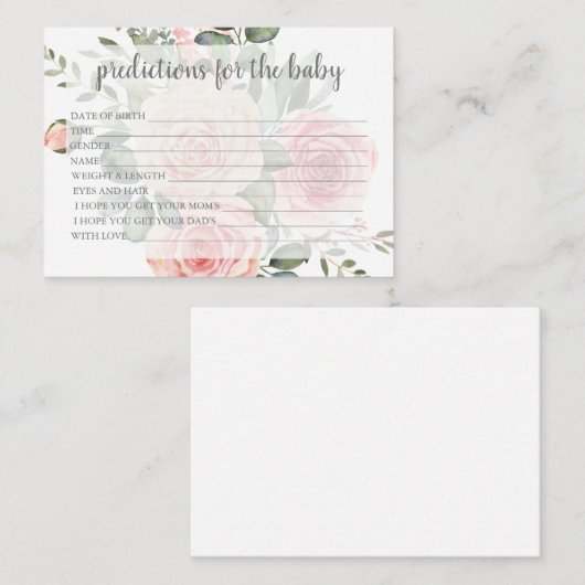 Floral Baby Predication Card Informatiekaartje (Voorkant / Achterkant)
