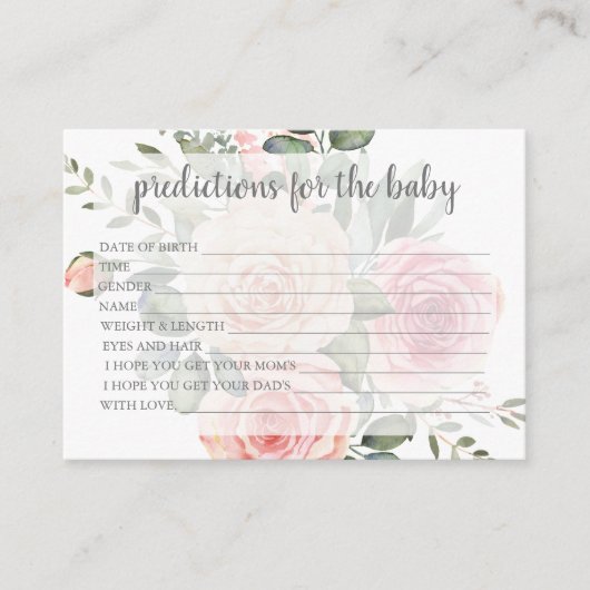 Floral Baby Predication Card Informatiekaartje (Voorkant)