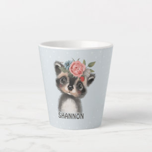 Floral Baby Racoon Latte Mok