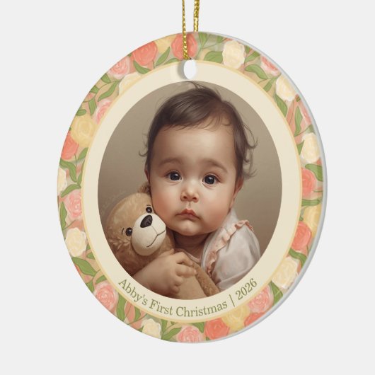 Floral Baby’s First Christmas Custom Ornament (Links)