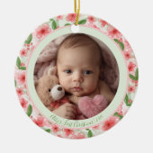 Floral Baby’s First Christmas Ornament – Add Name (Voorkant)