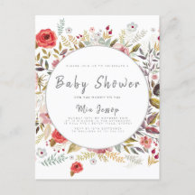 Floral Baby shower Baby Girl Uitnodiging