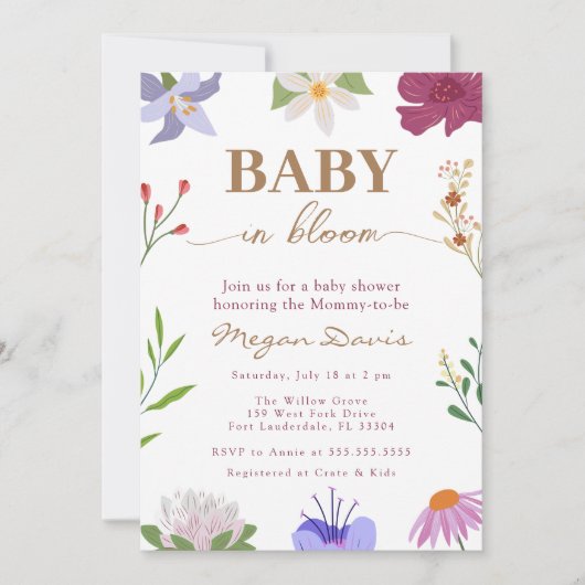 Floral Baby Shower-Baby in Bloom Kaart (Voorkant)