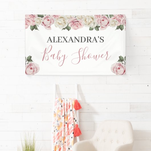 Floral Baby shower Banner - Station met banner (Insitu)