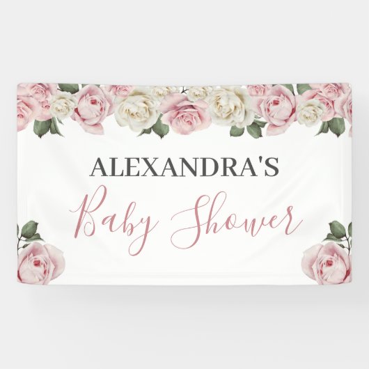 Floral Baby shower Banner - Station met banner (Horizontaal)
