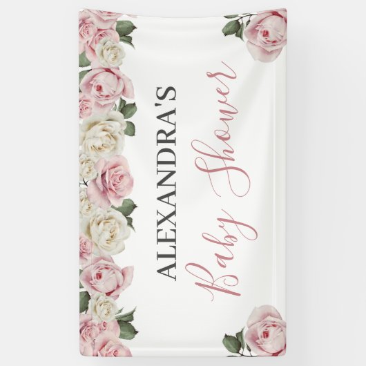 Floral Baby shower Banner - Station met banner (Verticaal)