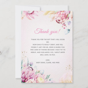 Floral Baby shower bedankje Bedankkaart