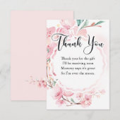 Floral Baby shower Bedankt, Cherry Blossom Informatiekaartje (Voorkant / Achterkant)
