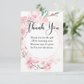 Floral Baby shower Bedankt, Cherry Blossom Informatiekaartje (Staand voorkant)