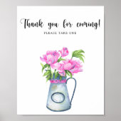 Floral baby shower Bedankt voor uw komst Poster (Voorkant)