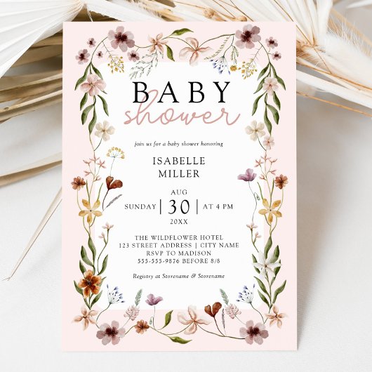 Floral Baby shower Boho Wildflowers Kaart