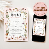 Floral Baby shower Boho Wildflowers Kaart