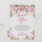 Floral Baby shower Dank je kaarten (Voorkant / Achterkant)