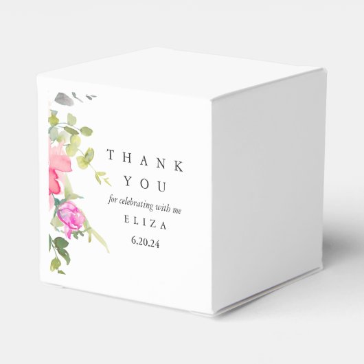 Floral Baby shower Dank u Waterverf Bedankdoosjes (Achterkant)