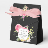 Floral Baby shower Dank u Waterverf Zwart Bedankdoosjes (Voorkant Zijde)