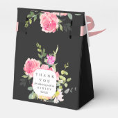 Floral Baby shower Dank u Waterverf Zwart Bedankdoosjes (Achterkant)